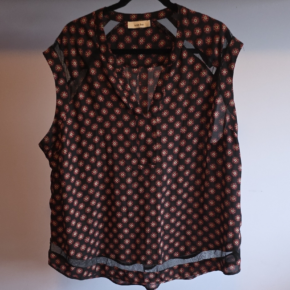 Mandee Black and Red Floral Blouse